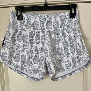 Love Fitness Pineapple Runner Shorts | White | Small
